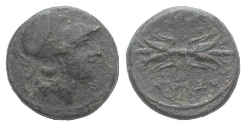 Sicily, Syracuse. Agathokles (317-289 BC). Æ (12mm, 1.82g). Helmeted head of Ath...