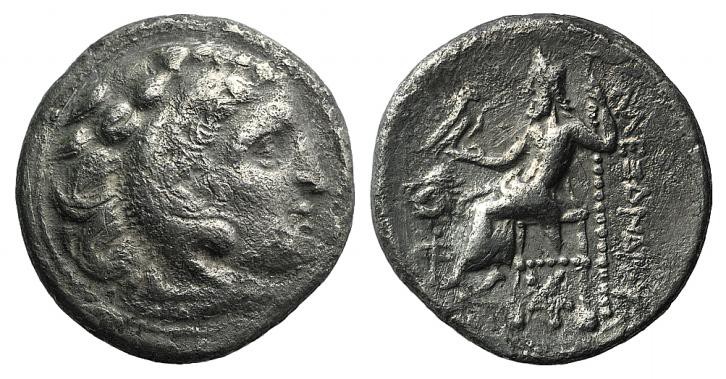 Kings of Thrace, Lysimachos (305-281) AR Drachm (17mm, 3.95g, 12h). In the name ...
