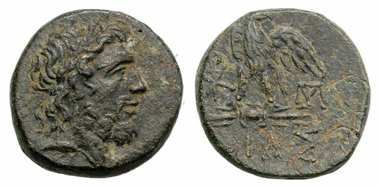 Bithynia, Dia, c. 85-65 BC. Æ (21mm, 7.31g, 12h). Laureate head of Zeus r. R/ Ea...
