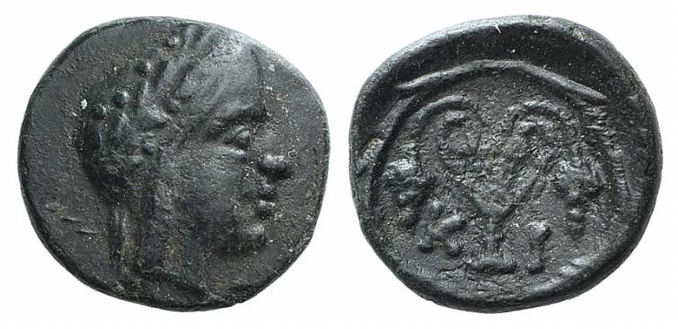 Bithynia, Kios, c. 3rd century BC. Æ (11mm, 1.24g, 12h). Head of Mithras r., wea...