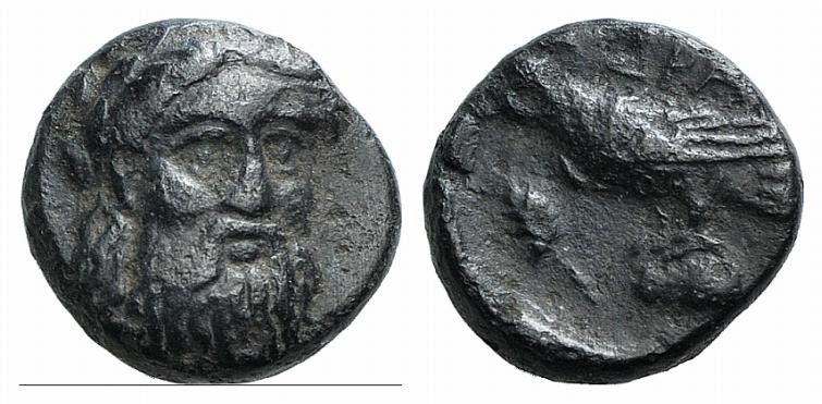 Mysia, Adramytion, 4th century BC. Æ (10mm, 1.65g, 6h). Laureate head of Zeus fa...