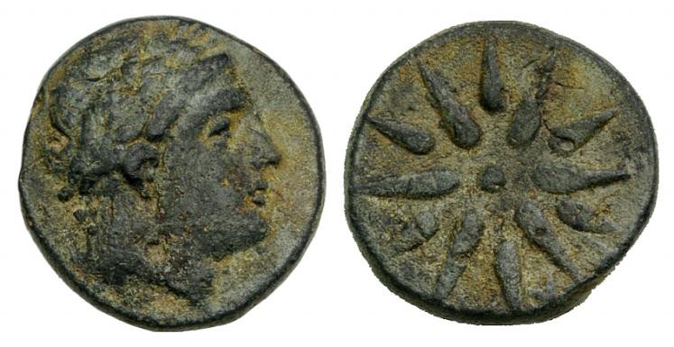 Mysia, Gambrion, after 350 BC. Æ (15mm, 3.80g). Laureate head of Apollo r. R/ Ei...