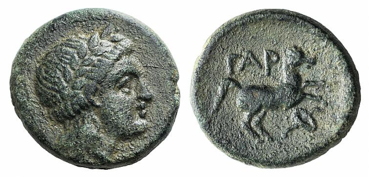 Troas, Gargara, 4th century BC. Æ (15mm, 4.63g, 11h). Laureate head of Apollo r....