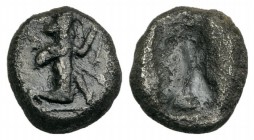 Achaemenid Kings of Persia, c. 450-375 BC. AR Siglos (14mm, 5.17g). Persian king or hero r., in kneeling-running stance, holding bow and dagger, quive...