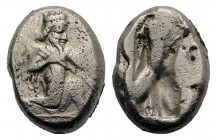 Achaemenid Kings of Persia, c. 450-375 BC. AR Siglos (15mm, 5.54g). Persian king or hero r., in kneeling-running stance, holding bow and dagger, quive...