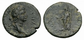 Domitian (81-96). Phrygia, Cibyra. Æ (20mm, 4.34g, 6h). Laureate head r. R/ Athena standing l., holding nike and resting on shield; spear to r. Cf. RP...