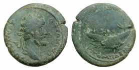 Antoninus Pius (138-161). Bithynia, Nicomedia. Æ (23mm, 5.75g, 12h). Laureate head r. R/ Galley r. Cf. RPC IV online 5600 (temporary); RG 75. Green pa...