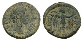 Antoninus Pius (138-161). Pisidia, Antioch. Æ (17mm, 3.88g, 6h). Laureate head r. R/ Nike advancing r., holding wreath and palm. RPC IV online 816 (te...