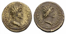 Marcus Aurelius (Caesar, 139-161). Thrace, Hadrianopolis. Æ (25mm, 8.74g, 6h). Bare-headed, draped and cuirassed bust r. R/ Radiate and draped bust of...