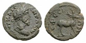 Marcus Aurelius (160-180). Ionia, Ephesus. Æ (18mm, 3.30g, 6h). Laureate and cuirassed bust r. R/ Stag standing r. RPC IV 1132 (temporary); SNG Copenh...