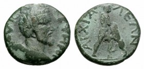 Septimius Severus (193-211). Thrace, Anchialus. Æ (21mm, 6.77g, 7h). Laureate head r. R/ Herakles standing r., struggling with the Nemean lion. Varban...