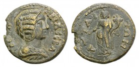 Julia Domna (Augusta, 193-217). Mysia, Attaea. Æ (21mm, 4.77g, 6h). Draped bust r. R/ Homonoia standing l., holding patera and cornucopia. SNG Copenha...