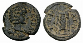 Julia Domna (Augusta, 193-217). Lydia, Bagis. Æ (18mm, 3.37g, 6h). Draped bust r. R/ Asklepios standing facing, head l., leaning on serpent-staff. Cf....