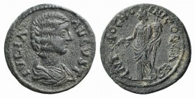 Julia Domna (Augusta, 193-217). Pisidia, Antioch. Æ (23mm, 5.35g, 6h). Draped bust r. R/ Tyche standing l., holding branch and cornucopia. SNG BnF 112...