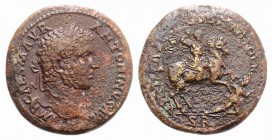 Caracalla (198-217). Pisidia, Antioch. Æ (33mm, 25.75g, 6h). Laureate head r. R/ Emperor on horseback r., spearing fallen enemy. SNG BnF 1138. Brown p...