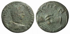 Severus Alexander (222-235). Pamphylia, Aspendus. Æ (22mm, 4.34g, 12h). Laureate, draped and cuirassed bust r. R/ Clasped hands. RPC VI online 6297 (t...