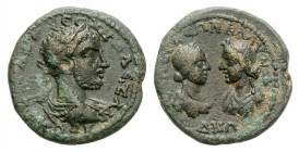 Severus Alexander (222-235). Cilicia, Seleucia ad Calycadnum. Æ (25mm, 8.55g, 6h). Laureate, draped and cuirassed bust r. R/ Draped facing busts of Ap...