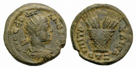 Severus Alexander (222-235). Cappadocia, Caesarea. Æ (22mm, 7.94g, 12h), year 7 (227/8). Radiate, draped and cuirassed bust r., seen from behind. R/ B...