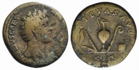 Marcus Aurelius (Caesar, 139-161). Æ Sestertius (32mm, 21.75g, 12h). Rome, 140-4. Bare head r. R/ Knife, sprinkler, ewer, lituus, and simpulum. RIC II...