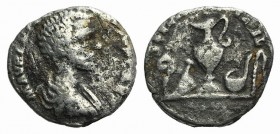 Caracalla (Caesar, 196-198). AR Denarius (16mm, 2.23g, 1h). Rome, 196-7. Draped bust r. R/ Priestly implements: lituus, cultellus, capis, simpulum and...