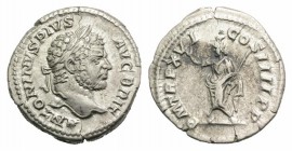 Caracalla (198-217). AR Denarius (18mm, 2.94g, 7h). Rome, AD 213. Laureate head r. R/ Serapis standing l., raising hand and holding sceptre. RIC IV 20...