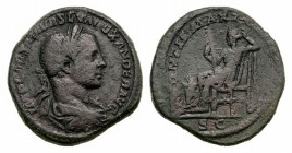 Severus Alexander (222-235). Æ Sestertius (31mm, 19.01g, 12h). Rome, AD 223. Laureate, draped, and cuirassed bust r. R/ Securitas, draped, seated l. o...