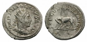 Philip I (244-249). AR Antoninianus (22mm, 3.08g, 6h). Rome, AD 248. Radiate, draped and cuirassed bust r., seen from behind. R/ She-wolf standing l.,...