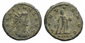 Gallienus (253-268). AR Antoninianus (21mm, 3.86g, 12h). Antioch, 266-8. Radiate and cuirassed bust r. R/ Hercules standing l., leaning on club set on...