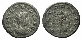 Gallienus (253-268). Antoninianus (21mm, 4.02g, 6h). Antioch, AD 260-4. Radiate and cuirassed bust r. R/ Victory advancing l., holding wreath and palm...
