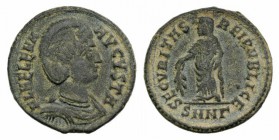 Helena (Augusta, 324-328/30). Æ Follis (19mm, 2.83g, 6h). Nicomedia, 328-9. Diademed and draped bust r. R/ Securitas standing l., holding olive branch...