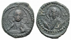 Anonymous, time of Romanus IV (1068-1071). Æ 40 Nummi (27mm, 9.59g, 6h). Constantinople. Facing bust of Christ Pantokrator. R/ Facing bust of the Theo...