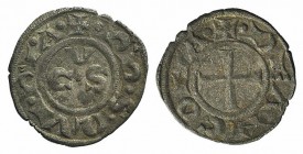 Italy, Ancona, Republic, 13th century. AR Denaro (15mm, 0.60g, 12h). CVS. R/ Cross. Biaggi 33. VF