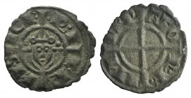 Italy, Brindisi. Federico II (1197-1250). BI Denaro, AD 1239 (16mm, 0.58g, 12h). Cross pattée. R/ Crowned bust facing set on cross pattée. Spahr 121. ...