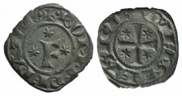 Italy, Brindisi. Federico II (1197-1250). BI Denaro, AD 1248 (16mm, 1.21g, 2h). Large F with stars. R/ Cross; four stars in the quarters. Spahr 148. V...