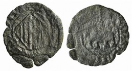Italy, Sicily, Catania. Federico IV (1355-1377). BI Denaro (15mm, 0.53g). Arms. R/ Elephant l. Spahr 266-273; MIR 1. Good Fine