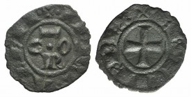 Italy, Sicily, Messina. Corrado I (1250-1254). BI Denaro (14mm, 0.46g, 3h). COR. R/ Cross. Spahr 158. VF