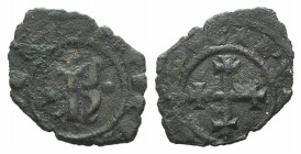 Italy, Sicily, Messina. Carlo I d’Angiò (1266-1285). BI Denaro (15mm, 0.60g). Large K between two pellets. R/ Cross. Spahr 29. Near VF