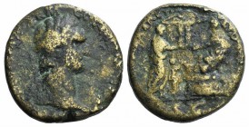 Domitian (81-96). Æ Cast "Sestertius" (31mm, 19.96g, 6h). Paduan type. Later cast after Giovanni da Cavino, 1500-1570. Laureate bust r. R/ Domitian se...
