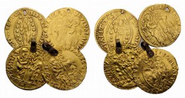 Crusaders, lot of 4 imitative Venetian Zecchini, two holed and two with suspension mount. Lot sold as is, no return