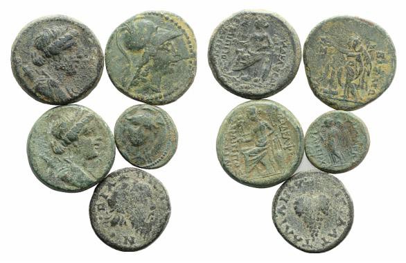 Lot of 5 Greek AE coins. to be catalog. Lot sold as is, no return