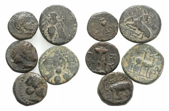 Lot of 5 Greek AE coins. to be catalog. Lot sold as is, no return