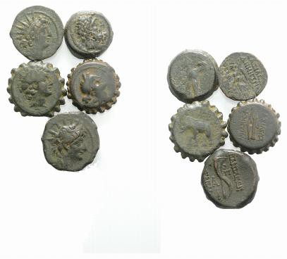 Lot of 5 Greek AE coins. to be catalog. Lot sold as is, no return