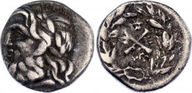 Ancient Greece Hemidrachm 160 - 145 BC Achaean League
Silver 2,359 g; Obv: Laureate head of Zeus left. Rev: Achaean League monogram; monogram between...