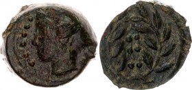 Ancient Greece Hemilitra 420 - 408 BC Sicily Himera Anonymous
SNG ANS 186, Calciati 35; Copper 3,29 g; Obv: Head of nymph l., wearing sphendone; in l...