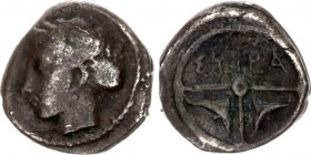 Ancient Greece Hemilitra 405 - 367 BC Sicily Syracuze Dionysios
SNG ANS 301 ff; Silver 0,36 g; Obv: Head of Arethusa l., hair bound in ampyx and sphe...