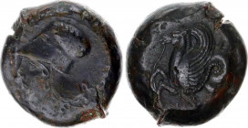 Ancient Greece Litra 396 BC Sicily Siracuze Dionysios I
SNG ANS 434-46; Copper 8,84 g; Obv: ΣYPA. Helmeted head of Athena left. Rev: Hippocampus left...