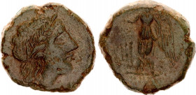 Ancient Greece Triounces 200 - 35 BC Sicily Mamertini Anonymous
Calciati 46; Copper 6,06 g; Obv:. Laureate head of Apollo r. Rev: Nike standing l., h...