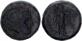 Ancient Greece Litra 278 - 276 BC Sicily Syracuze Pyrrhos
CNS 182; HGC 2, 1452; Copper 10,55 g; Obv: Head of Herakles right, wearing lion skin. Rev: ...