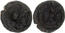 Ancient Greece AE 22 212 - 200 BC, Sicily Siracuze Roman Rule
SNG ANS 1087-9; Copper 6,34 g; Obv: Helmeted head of Ares right. Rev: ΣYPA-KOΣIΩN, Nike...