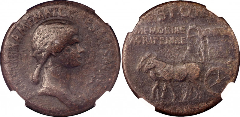 Roman Empire AE Sestertius 33 AD Agrippina NGC F
RIC I 55; Rome mint. Struck un...